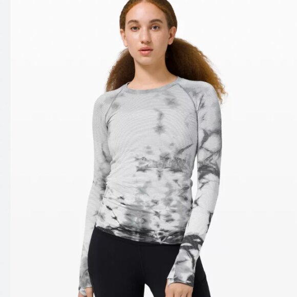 lululemon athletica Tops - Lululemon Swiftly Tech Long Sleeve 2.0 Shirt Multi Dye White Grey Black Run Size